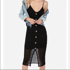 Express ribbed button front midi dress xs